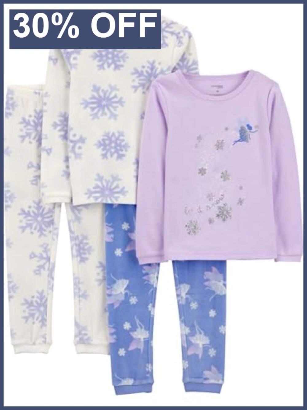 4-Piece Cotton Top and Velour Pants Pajama Set Long Sleeve Loose Fit